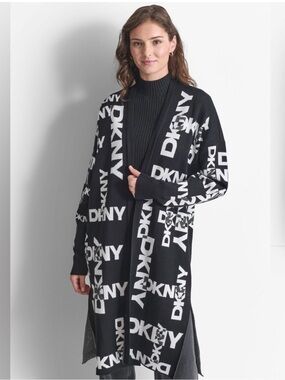 DKNY Women's Long-Sleeve Logo Cardigan